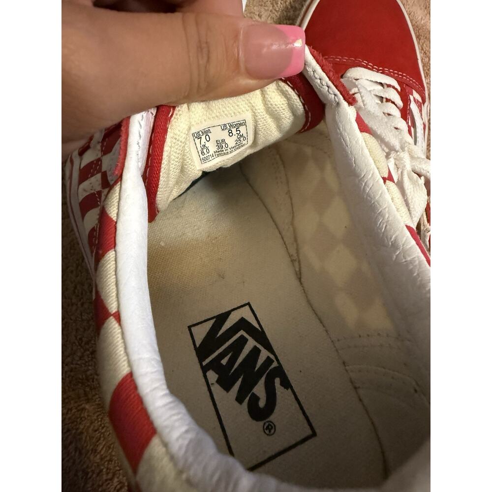 VANS Old Skool Red White Checkerboard Canvas Sneakers Men's US 7 Lace Up - Picture 8 of 8